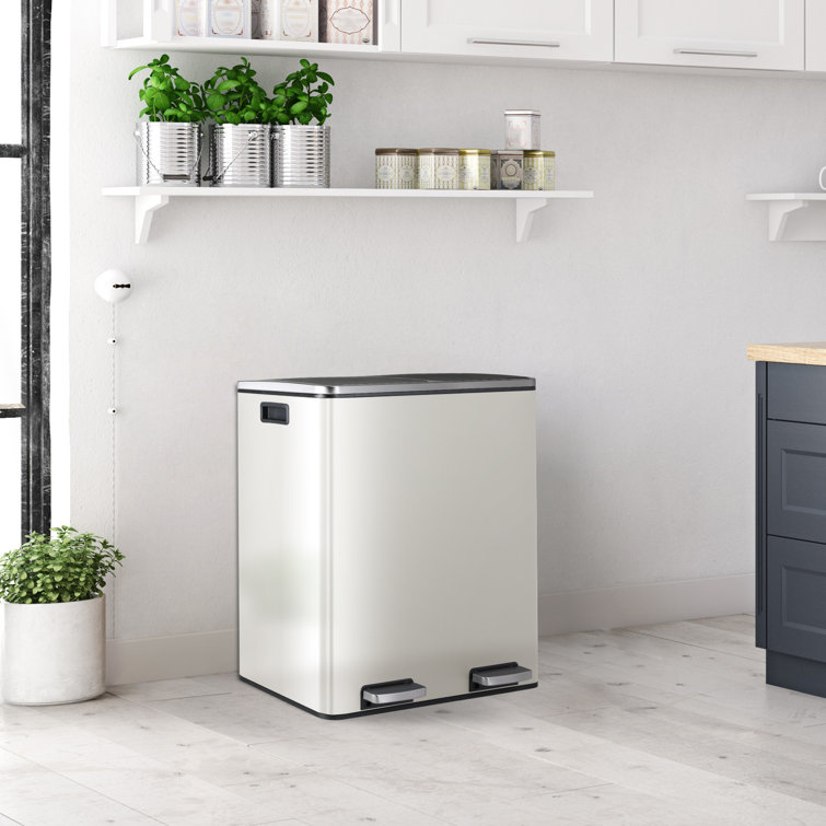 Brayden Studio Bartha Stainless Steel Step On Rubbish & Recycling Bin (60L